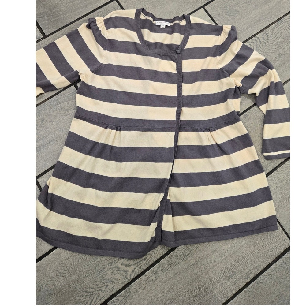 Liz Lange Maternity Target Striped Cardigan Sweater Grey Cream XXL Empire Waist